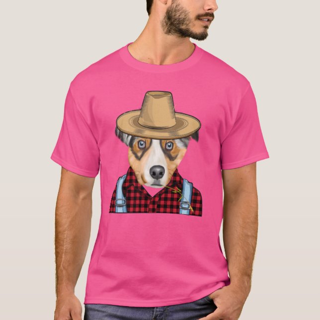 Jordbrukare Australian shepherd Hund T Shirt (Framsida)