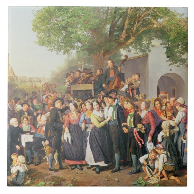 Jordbrukare Bröllop i Niederösterreich (olja på ka Kakelplatta (Framsidan)