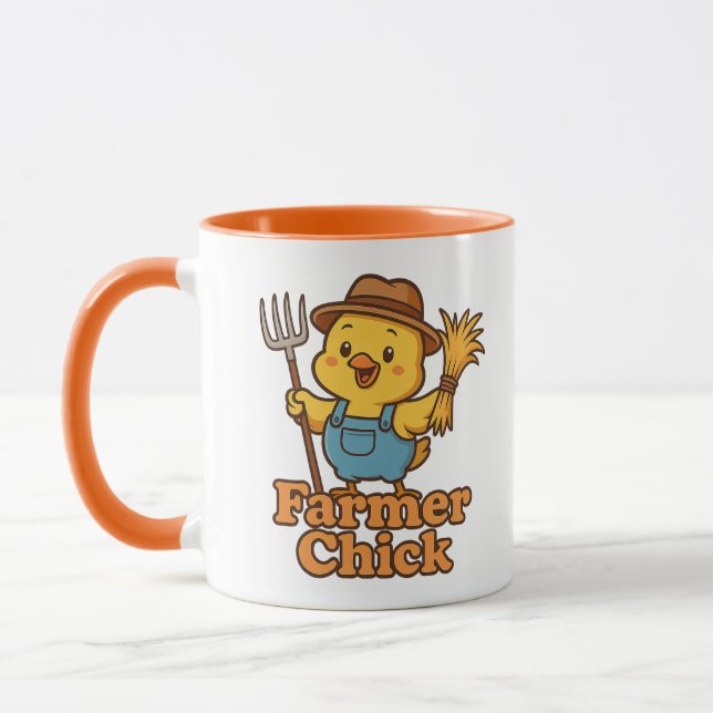Jordbrukare Chick - Cute Land Humor Mugg (Vänster)