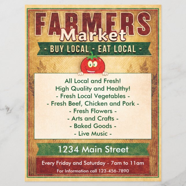 Jordbrukare - Eat Local Sign Reklamblad (Framsidan)