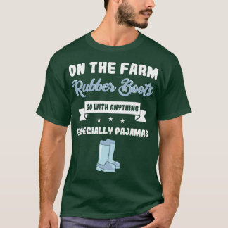 Jordbrukare fruar Rubber Boots Funny Farming T Shirt