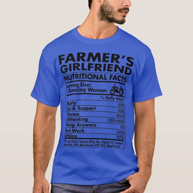 Jordbrukare Girlkompis Nutritional Facts Farming T Shirt (Framsida)