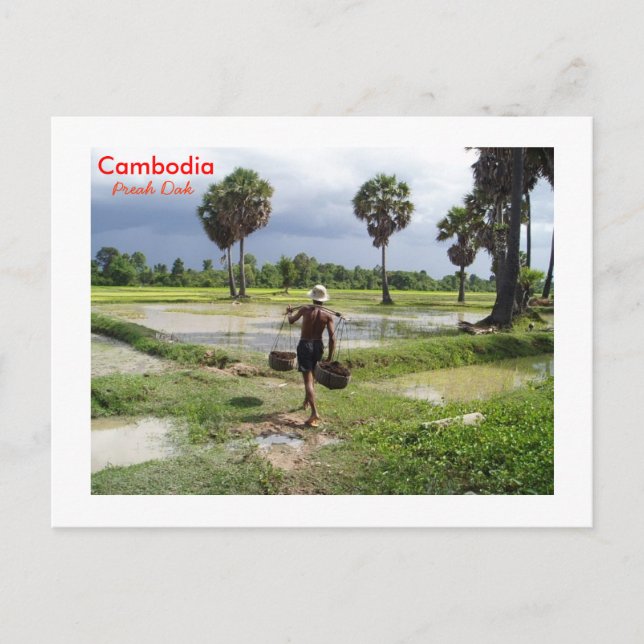 Jordbrukare i fält vid Preah Dak Vykort (Framsida)