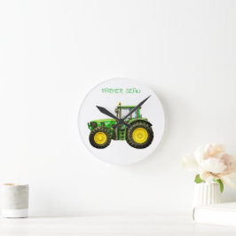 Jordbrukare John Deere Tractor Rund Klocka