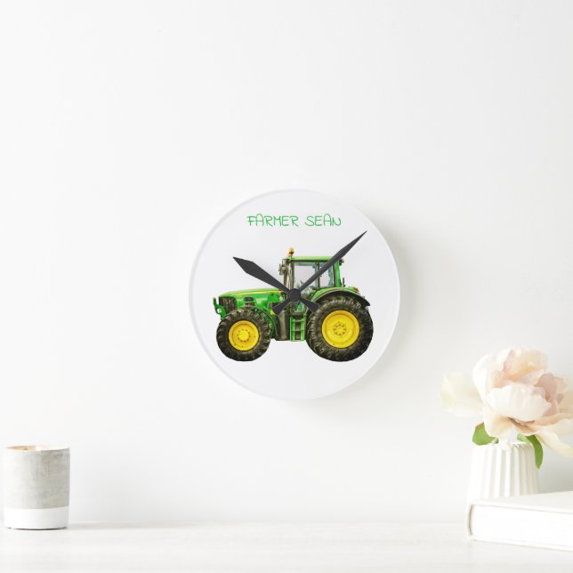 Jordbrukare John Deere Tractor Rund Klocka (Hem)