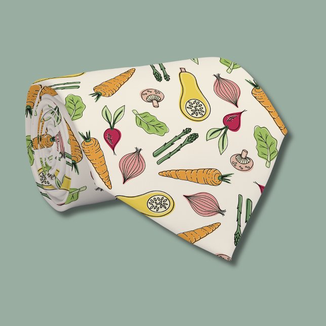 Jordbrukare Marknaden för vegetabiliska mönster Slips (Vegetable tie with locally grown / farmers market aesthetic)