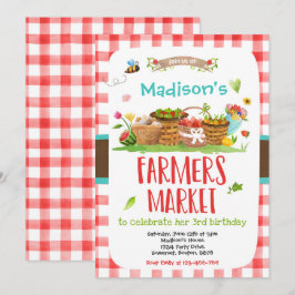 Jordbrukare Marknadsfödelsedag lokalt Grown Girl F Inbjudningar