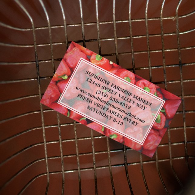 Jordbrukare Marknadsför Red Bell Pepper-pepparprod Visitkort (Skapare uppladdad)