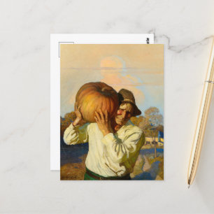 Jordbrukare med Pumpkin av Newell Convers Wyeth Vykort