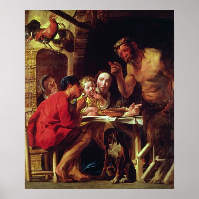 Jordbrukare och satyr poster (Framsidan)