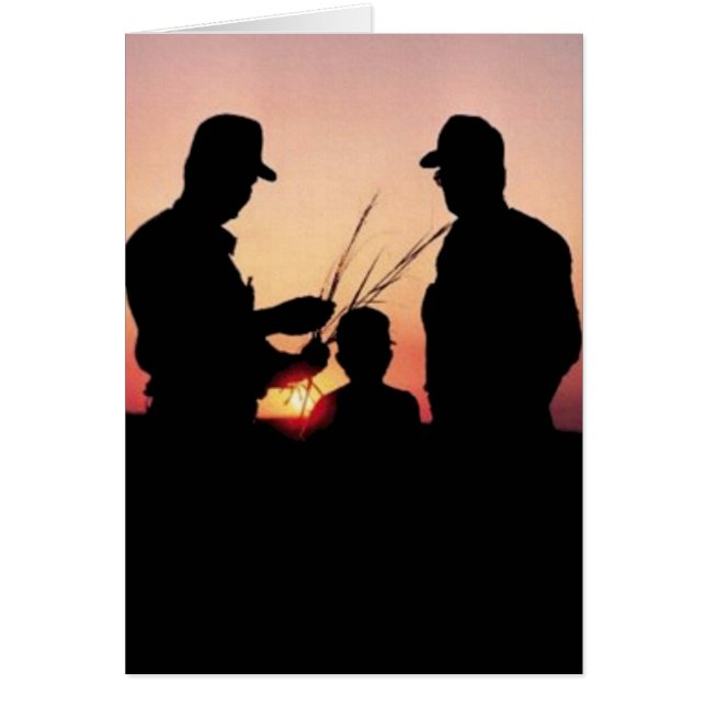 Jordbrukare och solnedgång hälsningskort (Framsidan)