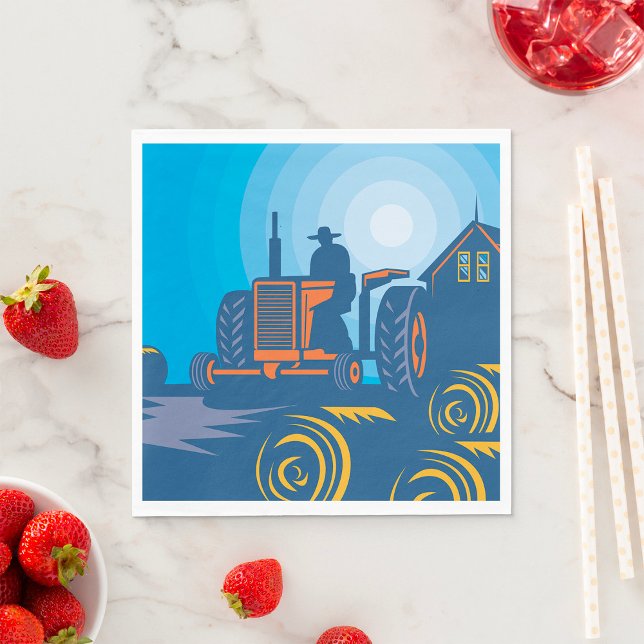 Jordbrukare på en traktor pappersservett (Skapare uppladdad)