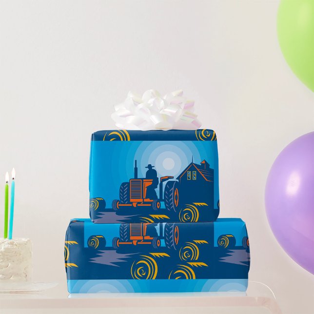 Jordbrukare på en traktor presentpapper (Skapare uppladdad)