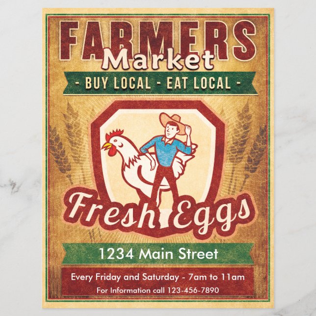 Jordbrukare saluför färska ägg reklamblad (Baksidan)