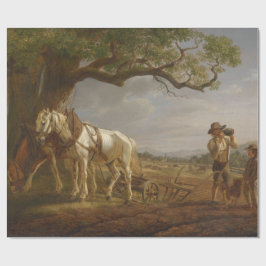 Jordbrukare som ligger i en Fält med hästar och bl Presentpapper