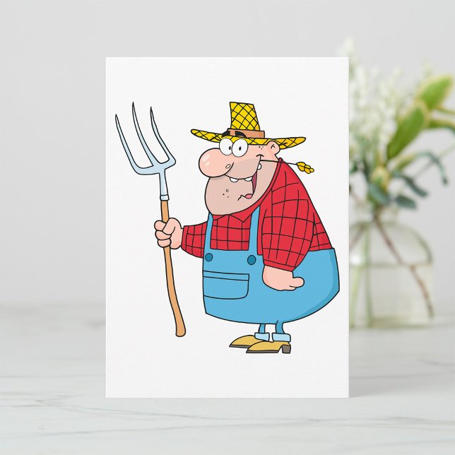 Jordbrukare som transporterar en gaffel inbjudningar (Skapare uppladdad)