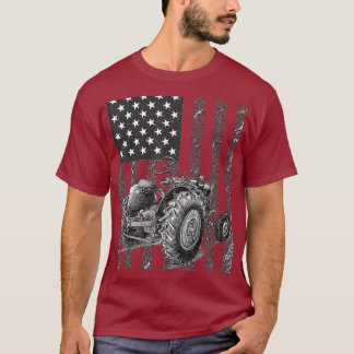 Jordbrukare Tractor American Flagga Patriotic Farm T Shirt