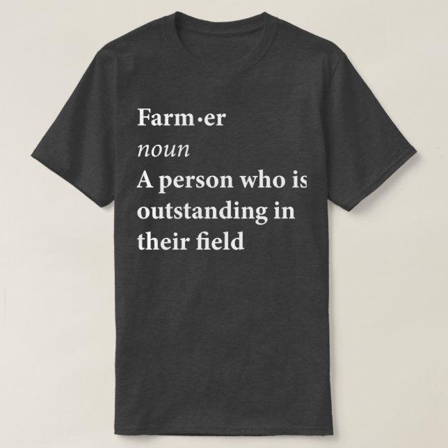 Jordbrukare utan en person som är utomstående i si t shirt (Design framsida)