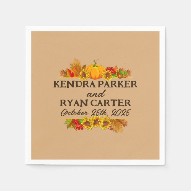 Jordbrukare vid höstskörden i Bröllop Cocktail Pappersservett (Framsidan)