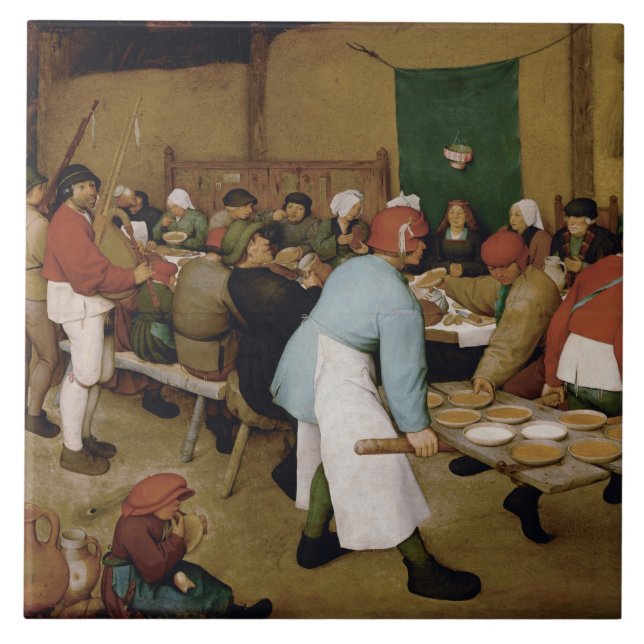 Jordbrukaren Bröllop av Pieter Bruegel den äldre Kakelplatta (Framsidan)