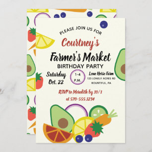 Jordbrukarens Födelsedagsfest för frukt och grönsa Inbjudningar