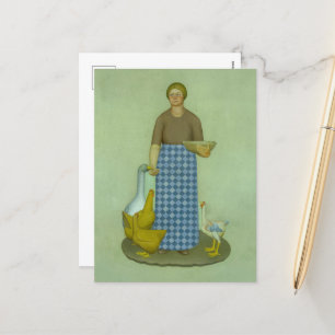 Jordbrukarens fru med Chickens per Grant Wood Helg Vykort