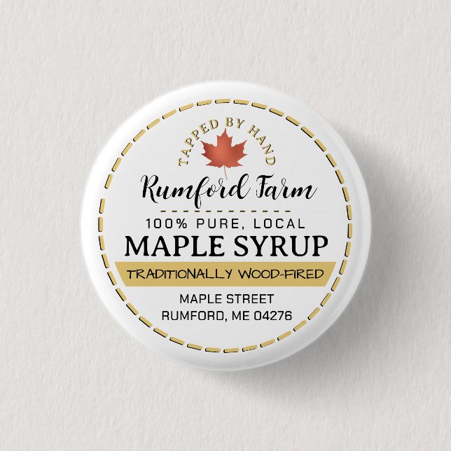 Jordbrukarens marknadsfrämjande maple Syrup Guld L Knapp (Framsida)