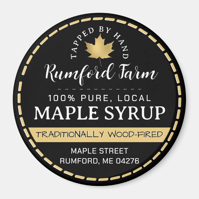 Jordbrukarens marknadsfrämjande maple Syrup Guld L Magnet (Framsidan)