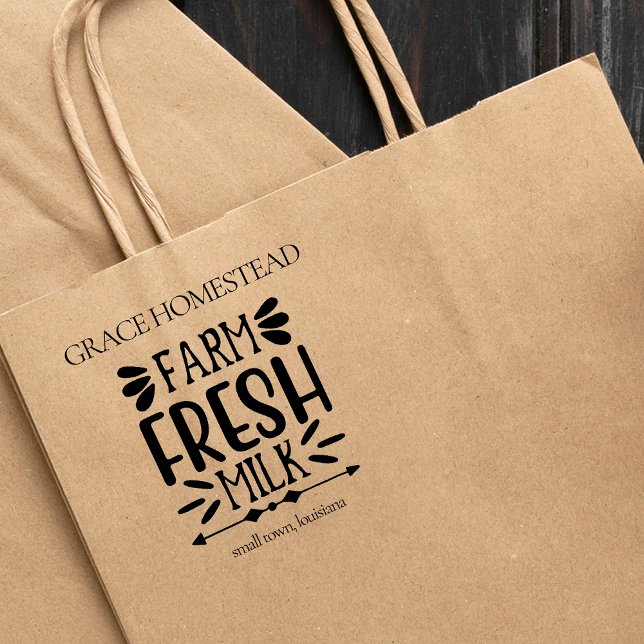 Jordbrukarmarknaden i Färska Mjölk Lägg till Namn Stämpel (Skapare uppladdad)