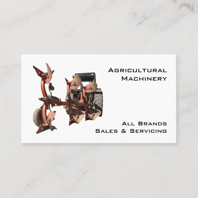Jordbruks- maskineritraktor och plog visitkort (Framsida)