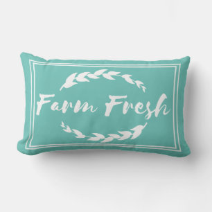 Jordbruksanläggning Färsk Sprigs Taupe & Teal Lumbarkudde