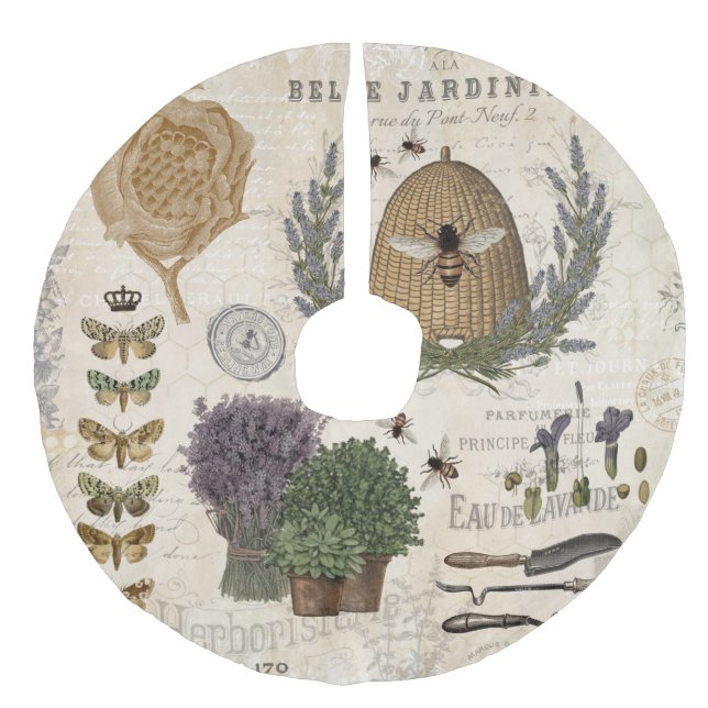 Jordbruksbin i modern vintage fransk julgransmatta fusklinne (Framsidan)