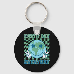 Jordbruksdagen i lycklig 2025: Retro Groovy Earth Nyckelring