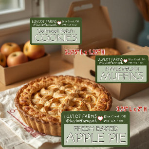 Jordbruksetikett FRESH BAKED APPLE PAJ med hjärta Fraktsedel