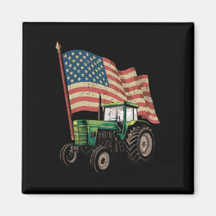 Jordbruksfarmtraaktor USA flagga Tractor American Magnet