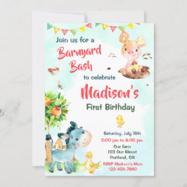 Jordbruksfödelserbjudande Boskap party inbjudan