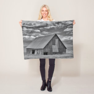 Jordbruksföretag   BW American Flagga Barn Scene Fleecefilt