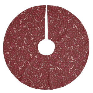 Jordbruksföretaget Maroon vin rustic foliage mönst Julgransmatta Borstad Polyester