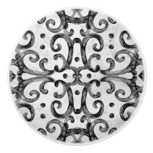 Jordbruksföretaget Rustic Tile Mönster Black Whi Knopp