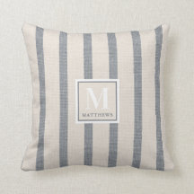 Jordbrukshus Beige och Land Blue Namn Monogram