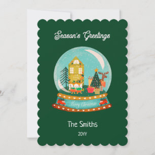 Jordbrukshus God jul Snö Globe Santa Hjort Julkort