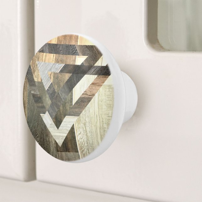 Jordbrukshus Grått Barn Wood Mönster Westernare La Knopp (Farmhouse Grey Barn Wood Pattern Western Country Ceramic Knob)