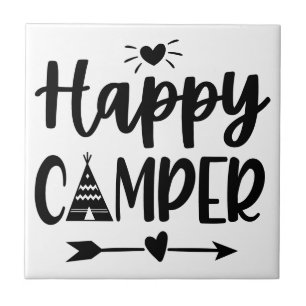 Jordbrukshus Hand Lettered Lycklig Camper Tribal B Kakelplatta
