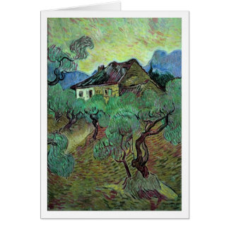 Jordbrukshus i Olive Träd Van Gogh Fine Art Hälsningskort