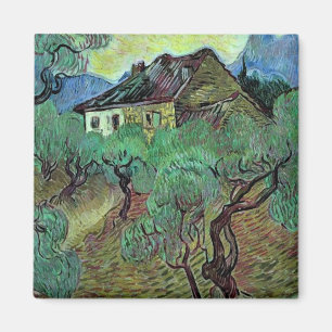 Jordbrukshus i Olive Träd Van Gogh Fine Art Magnet