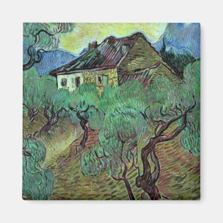 Jordbrukshus i Olive Träd Van Gogh Fine Art Magnet