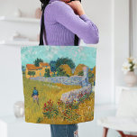 Jordbrukshus i Provence | Vincent van Gogh Tygkasse<br><div class="desc">Farmhouse i Provence (1888) av den nederländske postimponerande konstnären Vincent Van Gogh. Originalteckningen är en olja på kanvaslandskapets målning i vibrerande gyllene  och akvablåa skuggor. Använda verktygen för att lägga till anpassningsbar eller anpassa bilden.</div>