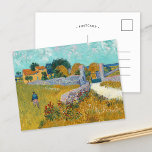 Jordbrukshus i Provence | Vincent van Gogh Vykort<br><div class="desc">Farmhouse i Provence (1888) av den nederländske postimponerande konstnären Vincent Van Gogh. Originalteckningen är en olja på kanvaslandskapets målning i vibrerande gyllene  och akvablåa skuggor. Använda verktygen för att lägga till anpassningsbar eller anpassa bilden.</div>