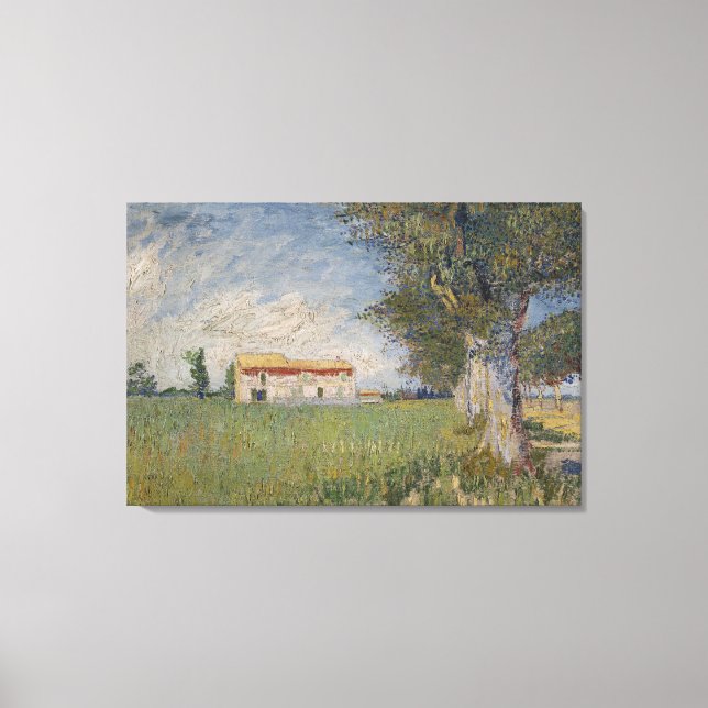 Jordbrukshus i vetet fält Canvas (Framsida)