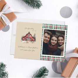 Jordbrukshus Land jul ett foto Julkort